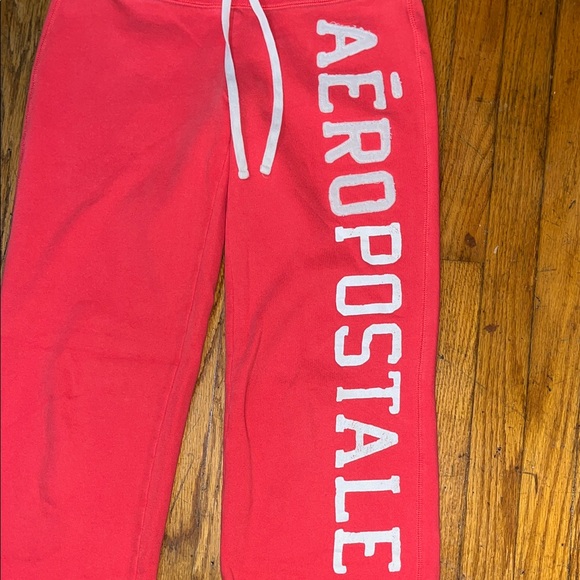 Aeropostale Bright Red and White Embroidered Joggers Size Medium - Picture 5 of 9